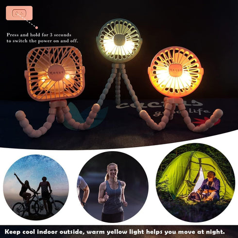 Suteng Stroller Fan Flexible Tripod Clip On Baby Fan, Battery Operated Mini Portable Handheld Fan for Car Seat Crib Stroller, USB Rechargeable Sma...