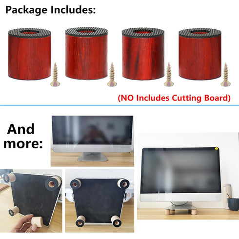 Wood Cutting Board Feet, Non-Slip Cutting Board Feet, Wooden Feet for Cutting Board, Cutting Board Legs to Raise Cutting Board (Padauk Short)...
