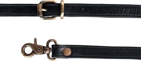 Genuine Leather Purse Strap Replacement ~ Womens Crossbody Bags 48"-57" Long Adjustable Strap, Black with Brass accessories...