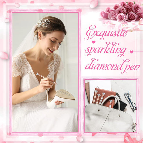 Yexiya Bridal Shower Gifts for guests Diamond Pens Wedding Rose Golden Crystal Ballpoint Pens Bling Happily Ever After Pens for Bridal Shower Brid...