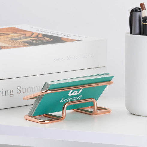 Business Card Holder for Desk, Cute Metal Card Organizers and Office Desk Accessories for Men and Women (Rose gold)...