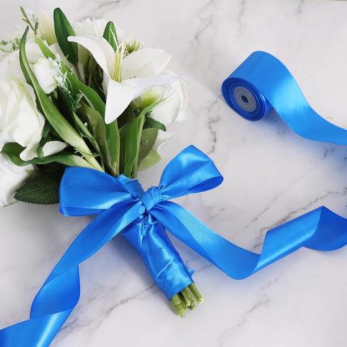 TONIFUL 2 Inch x 25 Yards Wide Royal Blue Satin Ribbon Solid Fabric Ribbons Roll for Valentine's Day Crafts Gift Wrapping Invitation Cards Floral ...