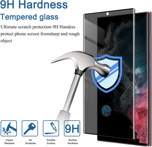 YWXTW [2 Pack Support Fingerprint Unlock Tempered Glass Screen Protector for Samsung Galaxy S22 Ultra,Anti-Spy 9H Tempered Glass Film, Anti-Scratc...