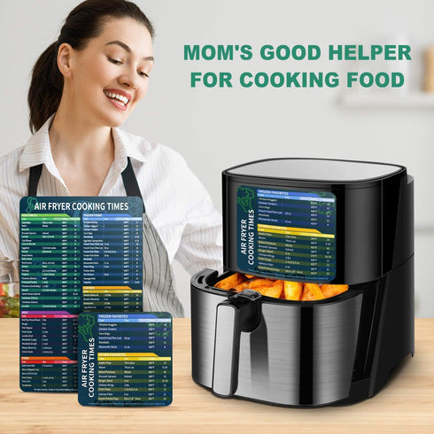 Air Fryer Magnetic Cheat Sheet Set, Cook Times Chart Air Fryer Accessories Magnet Sheet Quick Reference Guide for Cooking and Frying, Easy to Use,...