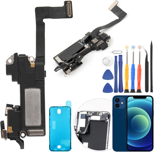 Earpiece Speaker for iPhone 12 Ear Speaker Replacement for iPhone 12 Pro Speaker Replacement Light Proximity Sensor Flex Cable Earphone Speaker As...