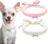 2 Pcs Dog Cat Pearl Collar Necklace with Rhinestone Bone, Fancy Cat Wedding Collar Jewelry for Girl Cat Puppy Dogs Accessories(Pink+White)...