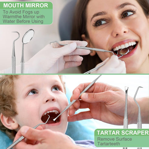 Dental Tools, Professional Dental Pick Tools Kit, Teeth Cleaning Calculus Tool for Dentist, Personal Using, Pets Oral Care with Dental Mirror Dent...