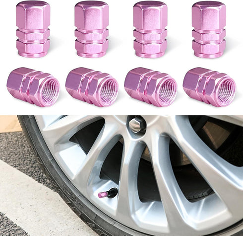 Zicine 8 PCS Car Tire Valve Stem Caps, Aluminum Alloy Wheel Valve Covers with Rubber O-Ring, Corrosion Resistant Leak-Proof Tire Air Cap Set, Univ...