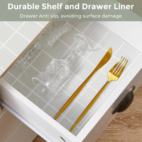 Coavas Shelf Liner Drawer Liner: Kitchen Cabinet Liner Non-Adhesive Non Slip Easy Liner Shelf Liner Waterproof Washable Mats for Dresser, Shelves,...