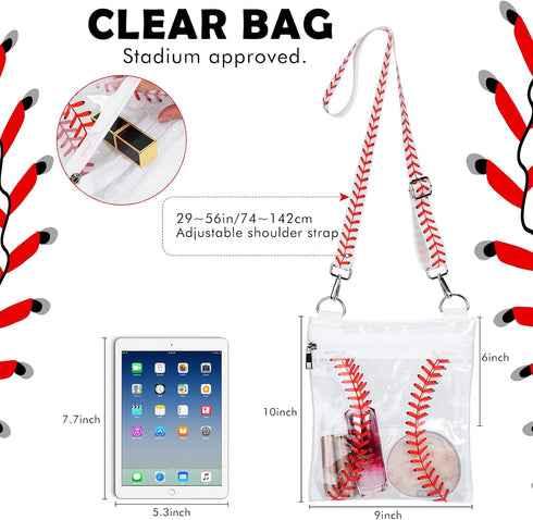 Sanwuta Baseball Clear Stadium Approved Crossbody Purse Bag with Adjustable Shoulder Strap Transparent Purse Handbags for Women Men Concerts Sport...