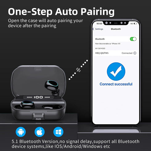 Bluetooth Earbuds,IPX7 Waterproof Bluetooth 5.1 Stereo Earphones,Wireless Earbuds, in Ear Headphones,Premium Deep Bass Headset,audifonos Bluetooth...