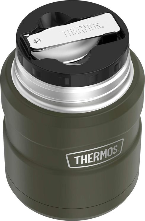 THERMOS Stainless King Vacuum-Insulated Food Jar with Spoon, 16 Ounce, Army Green...
