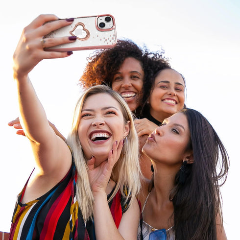 VENA vLove Glitter Clear Case Compatible with Apple iPhone 14/13 (6.1"-inch), Heart Shape (Magsafe Compatible) Dual Layer Slim Hybrid Clear Bumper...