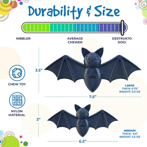 SodaPup Vampire Bat – Durable Dog Chew Toy Made in USA from Non-Toxic, Pet Safe, Food Safe Nylon Material for Mental Stimulation, Clean Teeth, Fre...