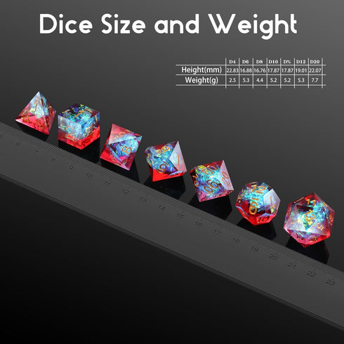 Shiny D&D Dice,DNDND Handmade Double Layers Sharp Edge Die with Gift Case for D&D Dungeons and Dragon Games (Red and Blue)...