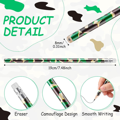 Chivao 50 Pack Camouflage Pencils Tactical Pencils Camo Party Favors Army Party Decorations Pencils Military Pencils for Teachers School Supplies ...