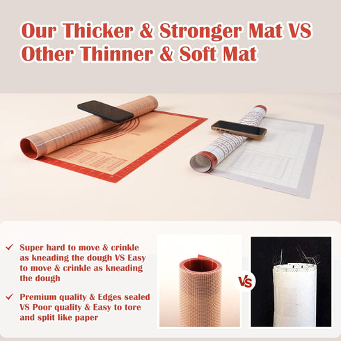 Extra Thick Silicone Pastry Mat Large for NonStick Baking Mat with Measurement?For Kneading mat,Fondant/Counter Pad, Dough Rolling Mat, Silicon Co...