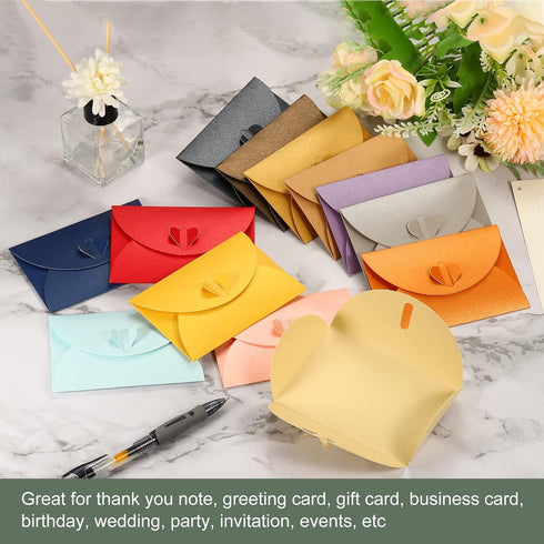 YOKIVE 50 Pack Mini Envelopes, Heart Shaped Clasp | Small Gift Card Holder, Great for Weddings Parties Boutiques(Pink)...