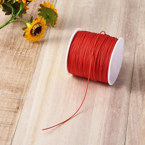 Cheriswelry 100Yard 0.8mm Braided Nylon Cord Red Beading String Thread Roll Lift Shade Cord for Jewelry Making Kumihimo Knotting Wrapping Beading ...