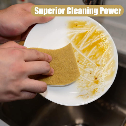 Natural Sponges Scurb Sponges for Kitchen Non-Scratch Biodegradable Plant Based Scrubber Pads for Cleaning Dishes,16 Pack...