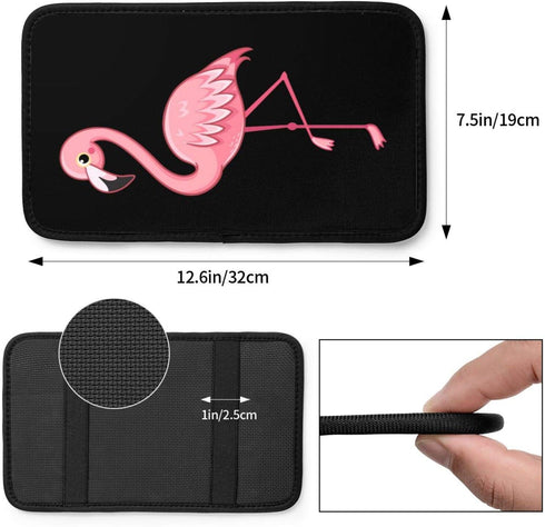 Fashion Universal Car Armrest Seat Box Cover Protector The Cute Beautiful Pink Flamingo Auto Center Console Pad Fit Car Decor Accessories...
