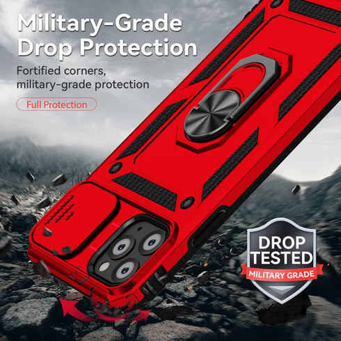 Hitaoyou iPhone 11 Pro Max Case: Military Grade Shockproof, Camera Cover, Kickstand, Magnetic Car Mount Holder - Red...