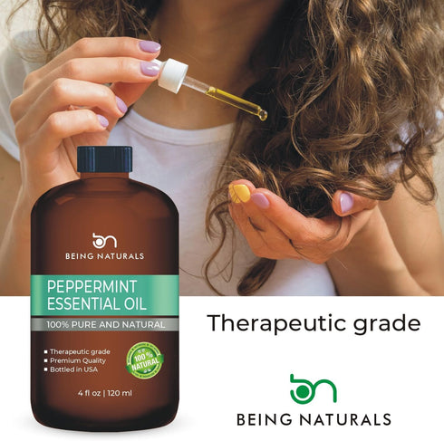 Peppermint Essential Oil - Huge 4 FL OZ - 100% Pure & Natural – Premium Natural Oil with Glass Dropper (Peppermint Oil)...