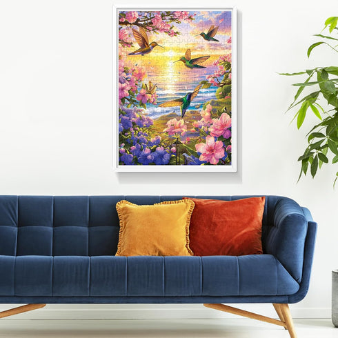 300 Pieces Puzzles for Adult Jigsaw Puzzle 300 Piece Puzzle Children Elderly Puzzle Hummingbird Beach Flower Puzzle Gift for Mom Dad Family Friend...