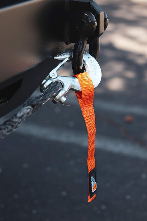 Agency 6™ Winch Hook Pull Strap - Orange - 1 INCH Wide - Heavy Duty - Made in The U.S.A...