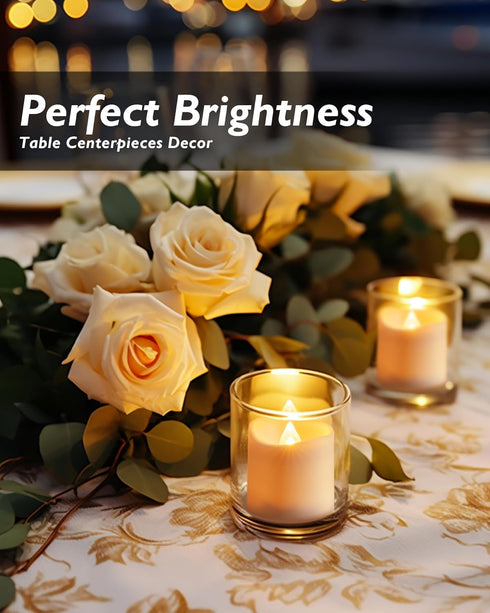 Homemory 12Pack Timer Flameless LED Votive Candles, Long Lasting Battery Operated Tea Light with Timers, 6 Hours On and 18 Hours Off Cycle Automat...