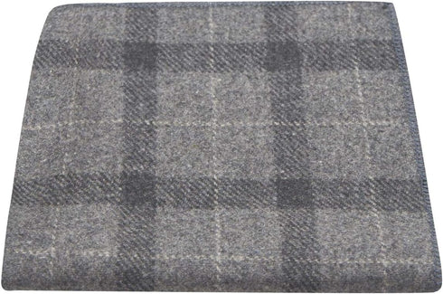 King & Priory Light Grey & Dark Grey Check Pocket Square, Tweed, Tartan, Plaid...