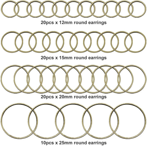 70pcs Round Earring Circle Earrings Beading Hoop Earring Finding Round Beading Hoop Earrings Bulk Earrings Pendant for DIY Craft,Earring Necklace,...