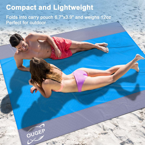 Beach Blanket, Beach Mat Sand Free Waterproof 79" X 83" Suitable for 4-7 Adults, Waterproof Lightweight Picnic Blankets for Travel, Camping, Hikin...