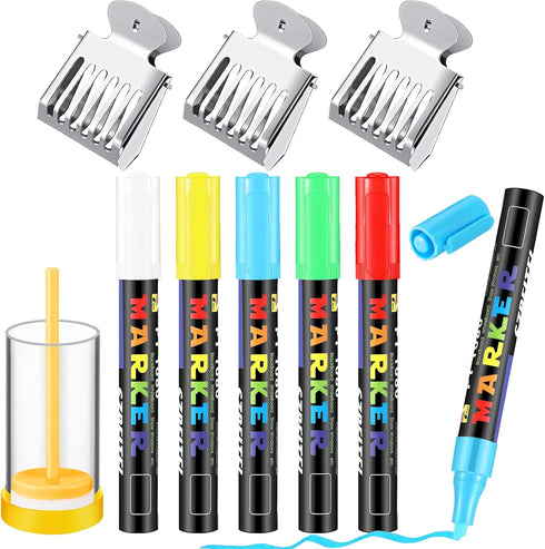 9 Pieces Queen Bee Marking Kit Including 5 Color Queen Marker Pens 1 Marking Bottle 3 Marking Clips for Beekeeping Supplies Beekeeper Marking Tool...