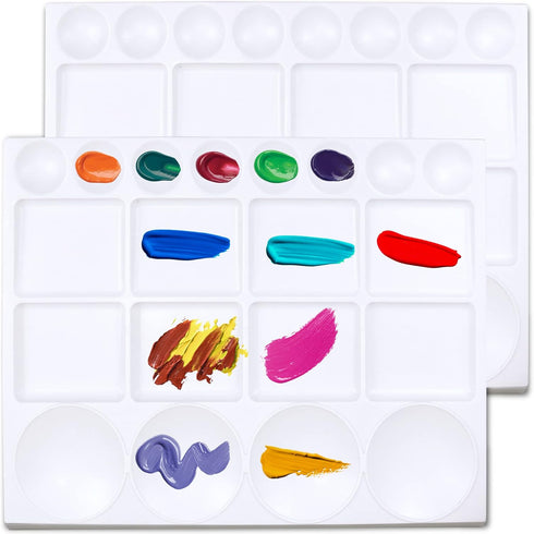 DUGATO Paint Tray Palettes 2pcs, Plastic Palettes 10x13 inches, 20-Well Mixing Tray for Mixing and Separating Colors, for Oil Watercolors & Acryli...
