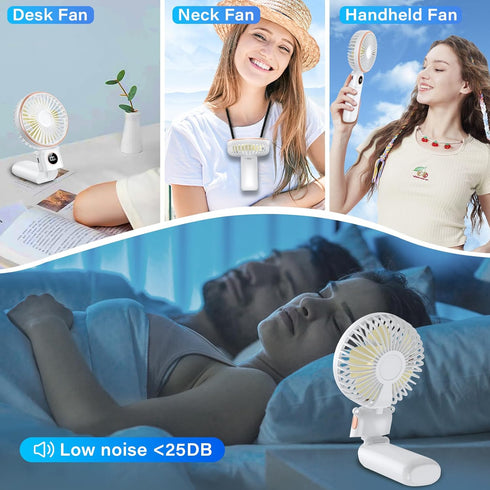 Portable Handheld Fan, 5200mAh Portable Fan Rechargeable, 180° Foldable Small Mini Hand Held Fan, Max 22 HRS Working, 6 Speeds, LED Display, Quiet...