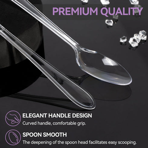 Premium Clear Plastic Spoons - 72 Count, Heavy Duty & Durable Disposable Cutlery for Parties, Picnics, and Events, Heat Resistant & BPA Free...