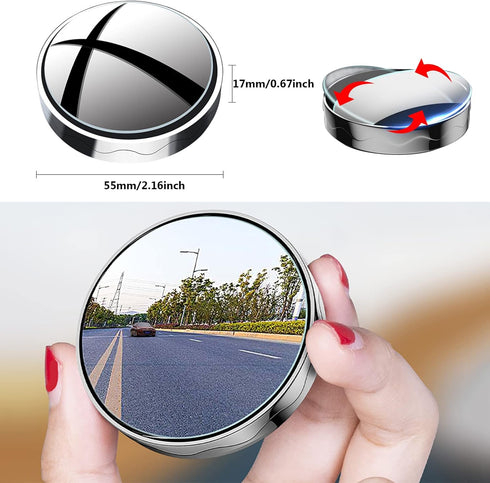 Car Blind Spot Mirror, 2 inch Reusable Round HD Glass Convex 360° Wide Angle Side Rear View Side Mirror with Sucker for Cars SUV and Trucks(2 Pcs ...