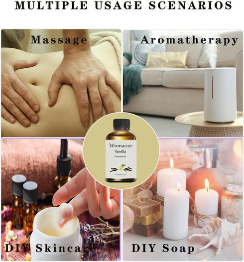 Vanilla Essential Oil 4 Oz - Pure Essential Oils - Vanilla Body Oil for Massage Oil, Skin & Diffuser and Aromatherapy 120 mL...