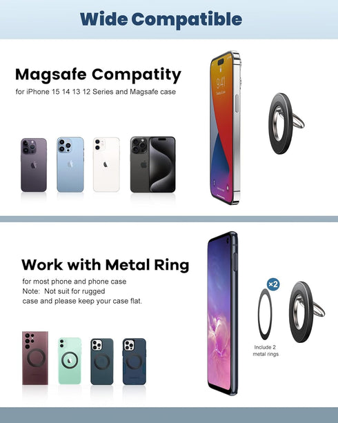 SODI Magnetic Phone Ring Holder Stand - 360° Rotatable Mag-Safe Phone Grip for Hand Kickstand, Magnetic Finger Ring Grip Stand Holder, Compatible ...