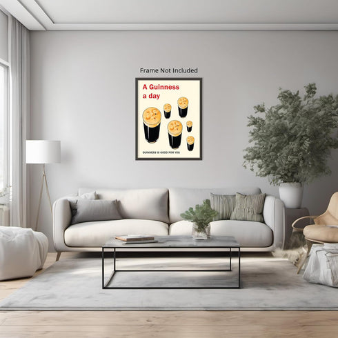 Posterizer 1 pcs-A Guinness a Day-Drinks-Vintage Advertisement-Kitchen & Bar Art-GIft for Men Women Teens-Art for Cafe, Restaurant, Coffee Bar - u...