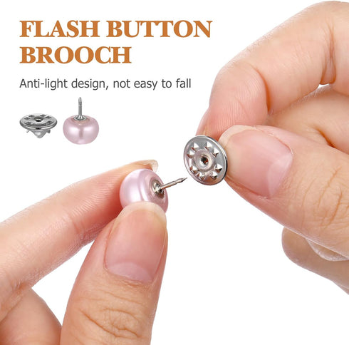 VILLCASE Women Shirt Brooch Pins: 25pcs Pearl Cover Up Button Pin Safety Brooch Buttons - No Sew Metal Tie Tacks Clips for Clothing Dress Supplies...