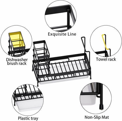 Kitchen Sink Organizer, Multifunctional Rustproof Sponge Holder Sink Organizer with Drain Tray & High Brush Holder & Dish Cloth Hanger, Kitchen Si...