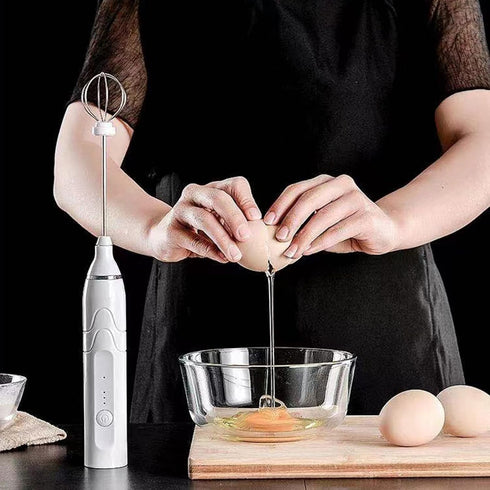 Coffee Whisk Foam Mixer with Stainless Steel Stand,Handhel Electric Milk Frother with 2 Heads, Foam Maker Blender for Latte, Cappuccino, Hot Choco...