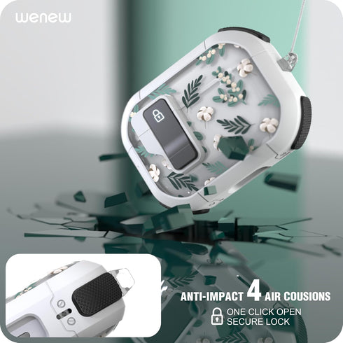 Case for AirPods Pro & Pro 2 Case Cover Secure Lock Automatic Snap Switch Clip Cleaner Kit Lanyard Women Stylish Leaf Full Body Hard Shell Front L...