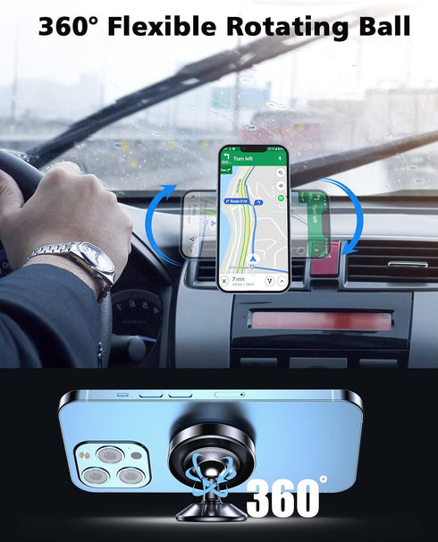 2 Pack Magnetic Phone Holder, Super Magnetic Car Phone Holder, 360 Degree Rotating Dashboard Phone Holder, Compatible with All Smartphones, Must b...