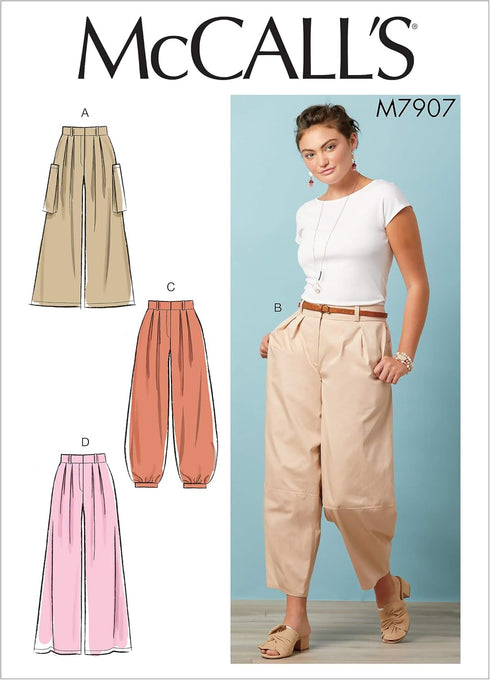 McCall Pattern Women's Loose Fit Capri Pants, Sizes 14-22 Sewing Pattern...