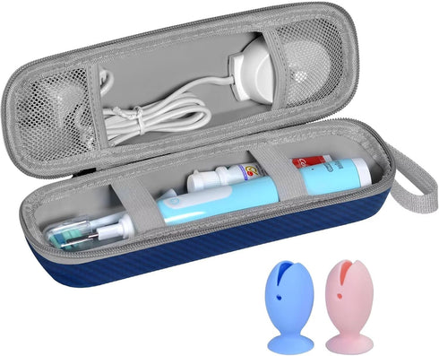 Travel Case for Oral-B/Oral-B Pro/Phlips Sonicare Electric Toothbrush with 2pcs Toothbrush Heads Cover Cap, Portable Hard Protective Storage Bag w...
