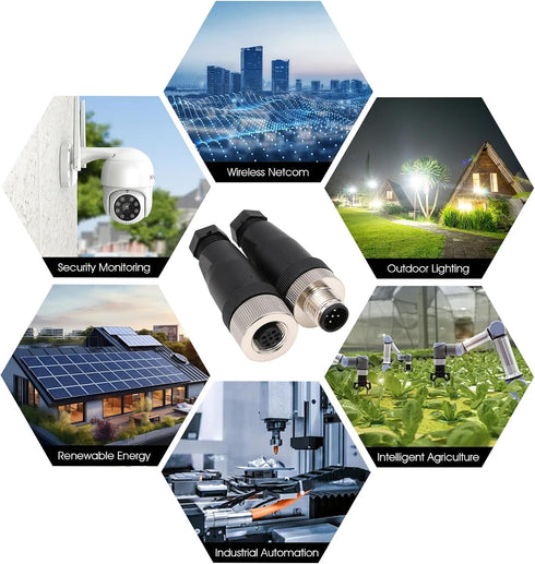 Eonvic M12 4 Pin Female Connector, 12mm A Code Industrial Circular Connector, Unshiled Field Assembly Wireable Sensor IP67 250V 4A AC/DC Straight ...