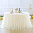 Suppromo 9ft Champagne Tulle Table Skirts for Rectangle Tables or Round Tables Champagne Tutu Table Cloth Cover for Wedding Birthday Party Baby Sh...